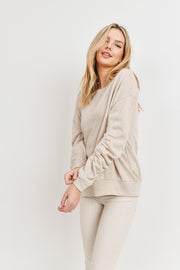 Ruched Sleeve Sweatshirt