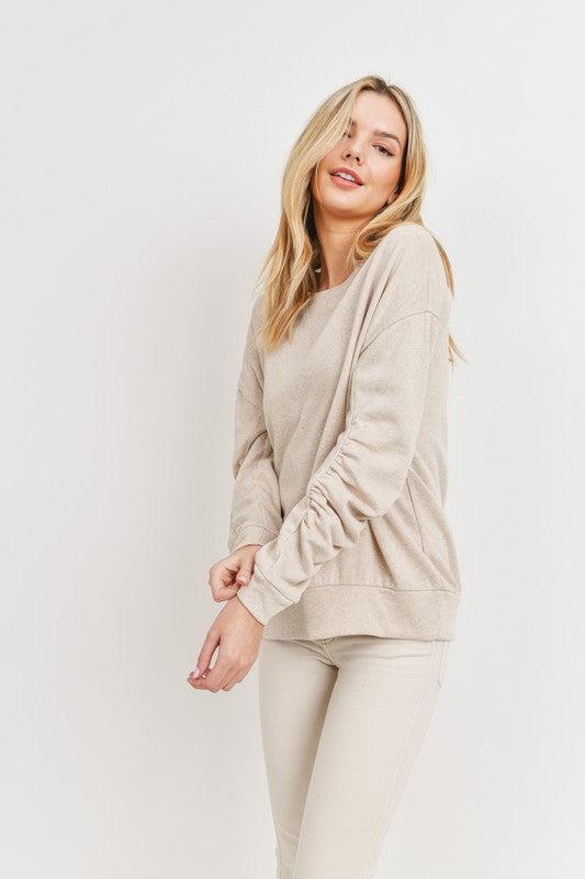 Ruched Sleeve Sweatshirt