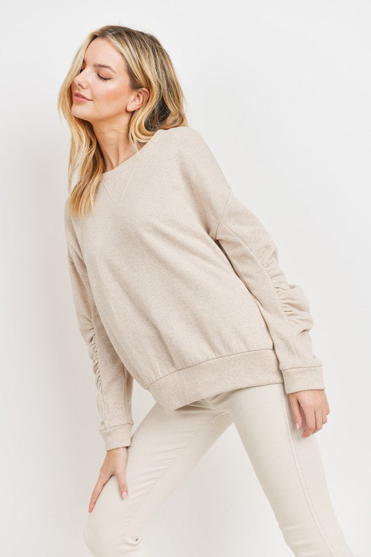 Ruched Sleeve Sweatshirt