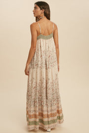 Cream Boho Border Maxi Dress