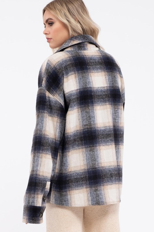 Navy Plaid Shacket