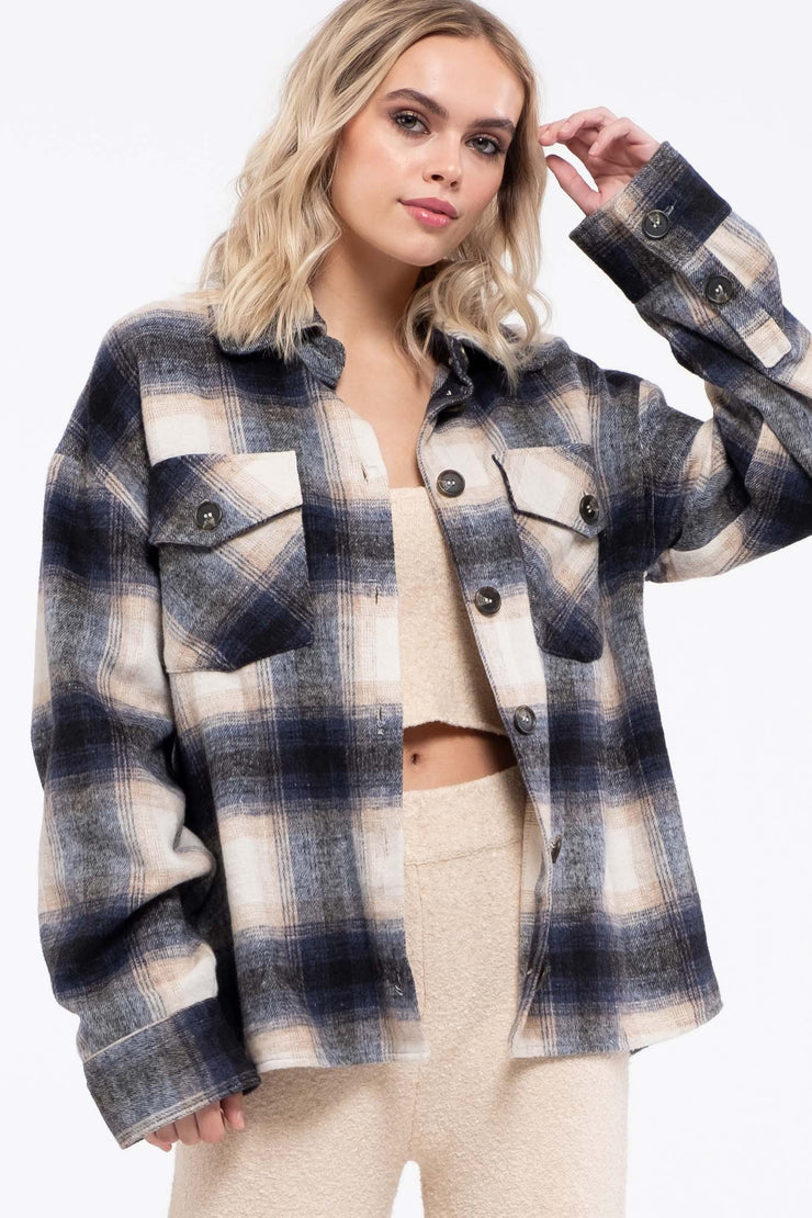 Navy Plaid Shacket