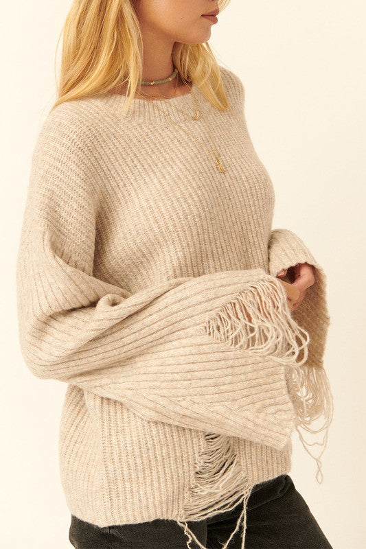 Distressed Boatneck Sweater