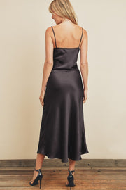 Katherine Black Satin Dress