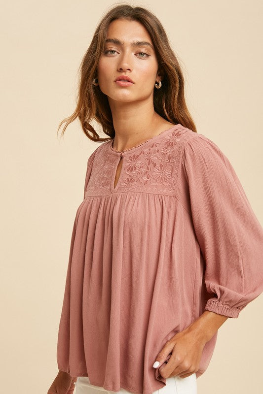 Tonal Embroidered Blouse