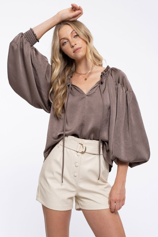 Mocha Shimmering Night Blouse