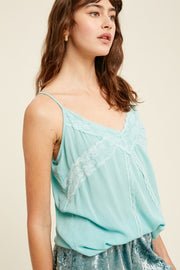 Lou Mint Lace Tank