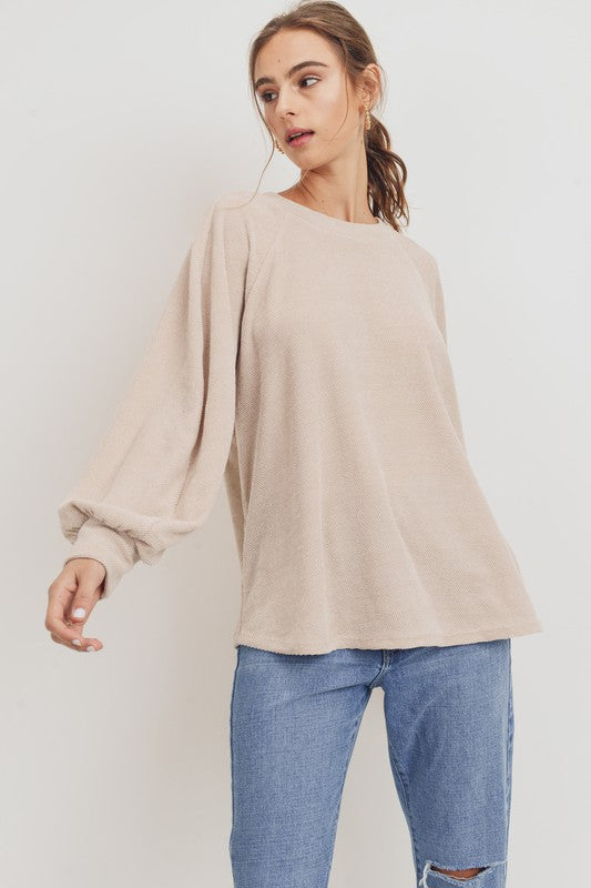 Georgia Taupe Balloon Sleeve Blouse