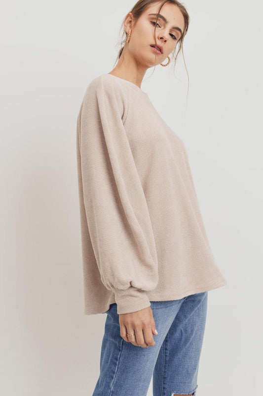 Georgia Taupe Balloon Sleeve Blouse