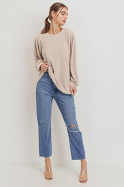 Georgia Taupe Balloon Sleeve Blouse