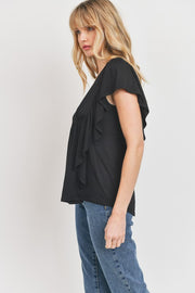 Black Flutter Blouse