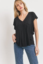 Black Flutter Blouse