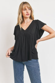 Black Flutter Blouse