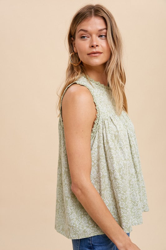 Green Tea Floral Tank