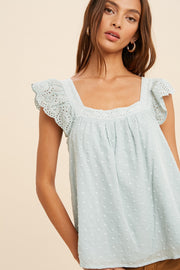 Powder Blue Eyelet Blouse