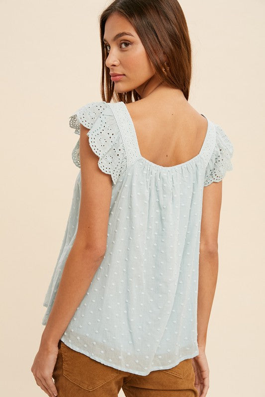 Powder Blue Eyelet Blouse