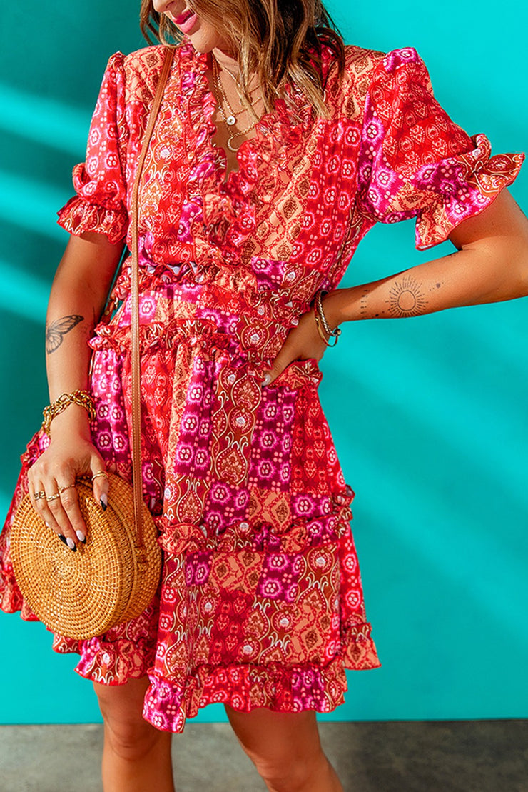 Boho Ruffle Mini Dress