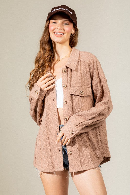 Clara Mocha Cable Knit Jacket