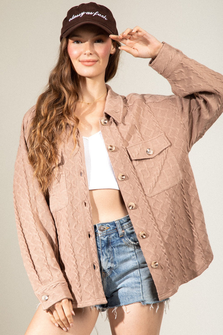 Clara Mocha Cable Knit Jacket