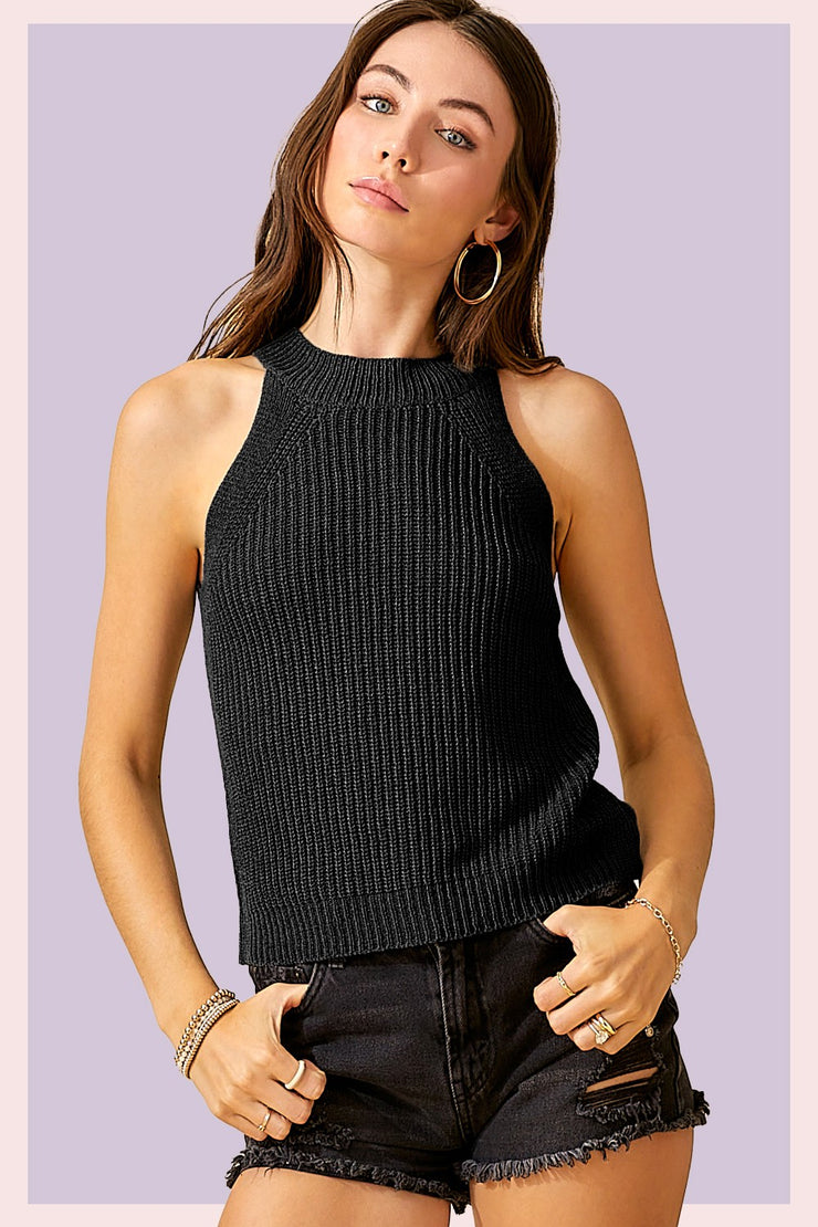 Sandy Black Sweater Tank