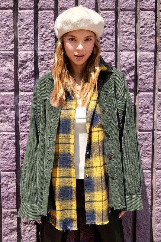 Misty Olive Corduroy Jacket