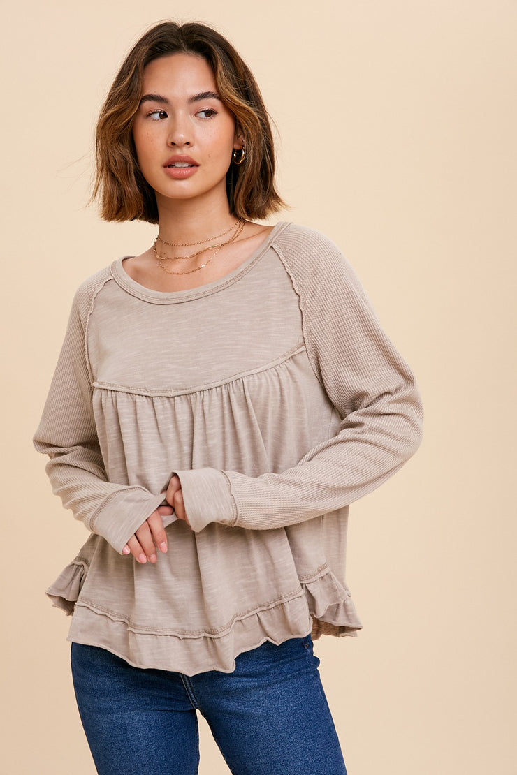 Katie Taupe Swing Blouse