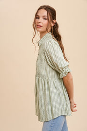 Sage Gingham Blouse