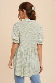 Sage Gingham Blouse