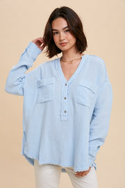 Myra Baby Blue Button Down