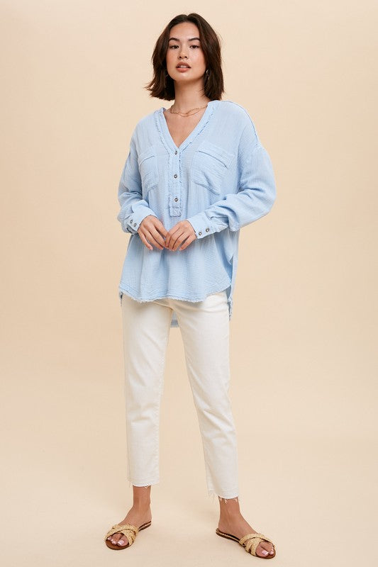 Myra Baby Blue Button Down