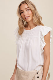 Ruth White Ruffle Blouse