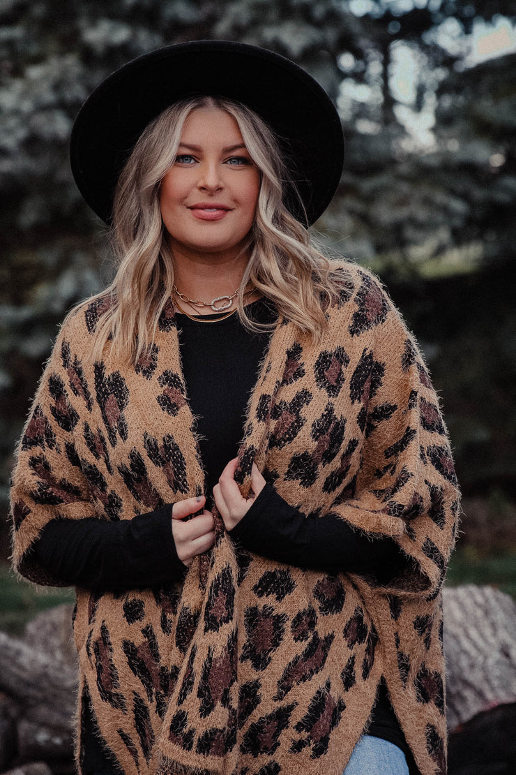 Camel Leopard Poncho