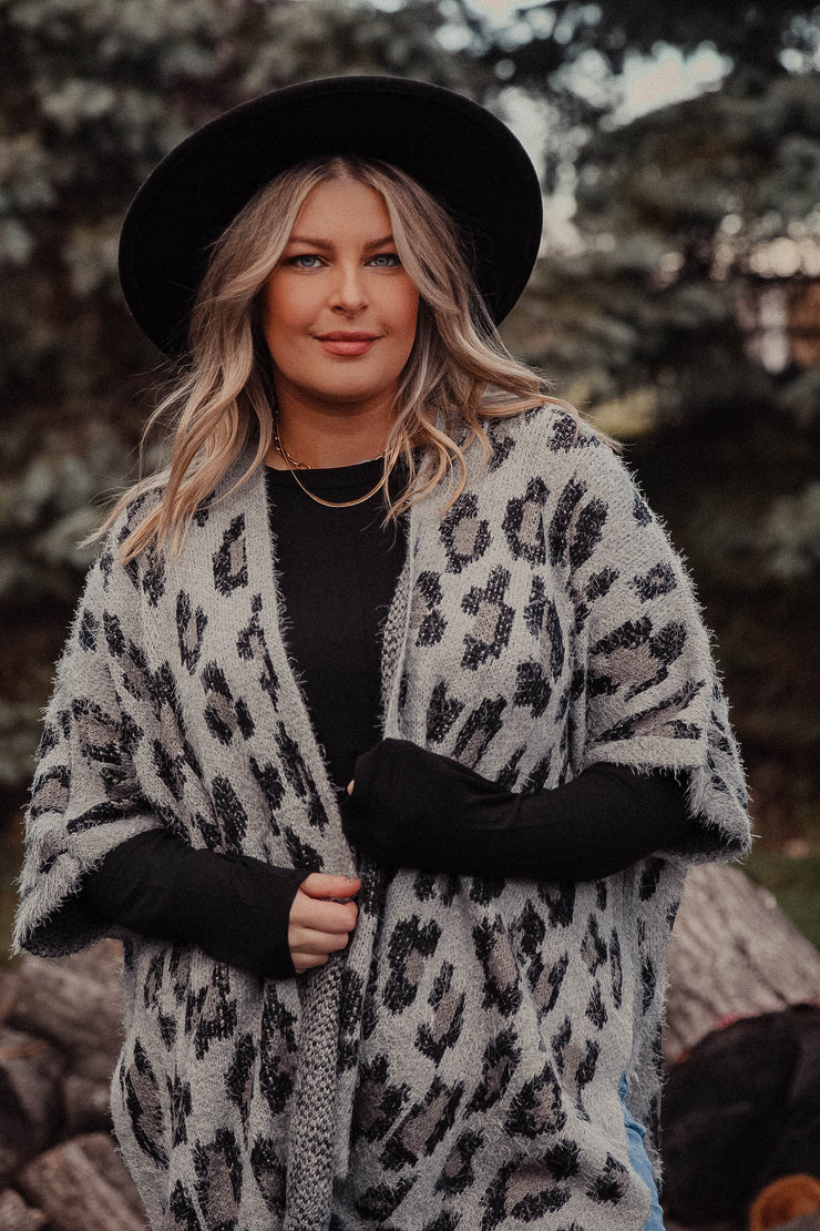 Grey Leopard Poncho