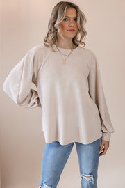 Georgia Taupe Balloon Sleeve Blouse