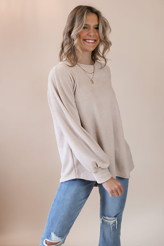 Georgia Taupe Balloon Sleeve Blouse