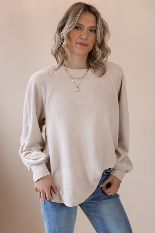 Georgia Taupe Balloon Sleeve Blouse