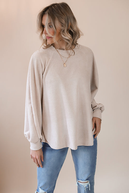 Georgia Taupe Balloon Sleeve Blouse