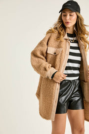 Taya Taupe Sherpa Detail Jacket