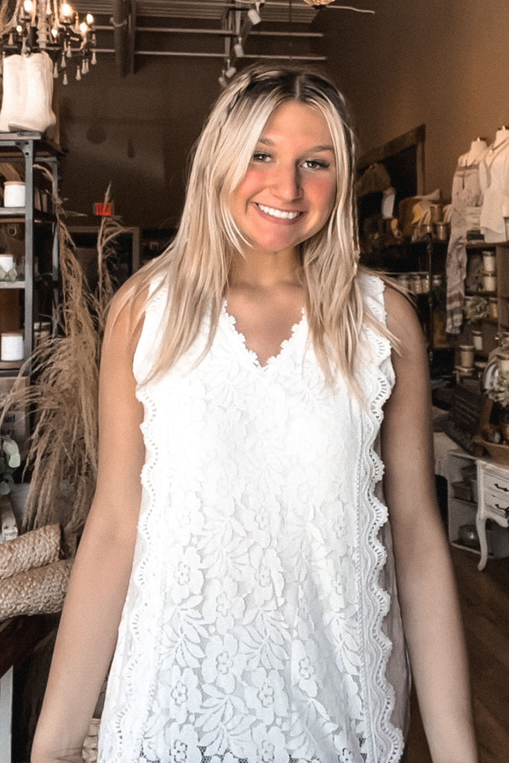 Isla Ivory Lace Tank