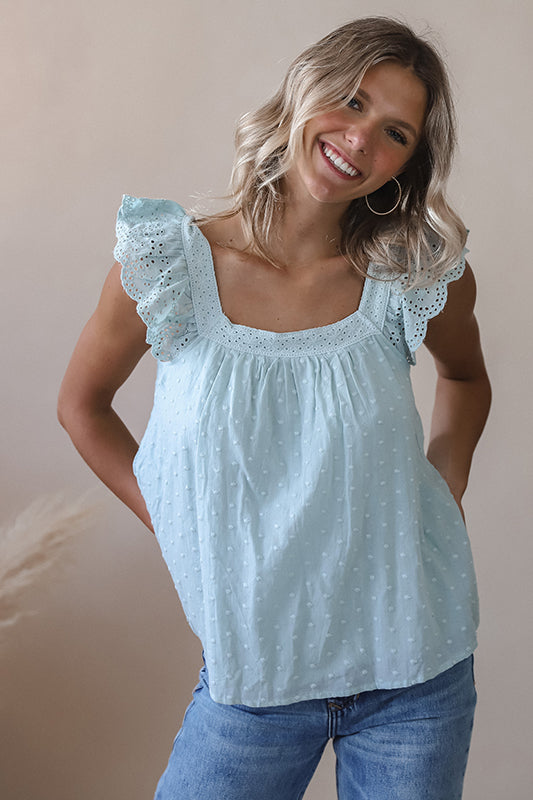 Powder Blue Eyelet Blouse