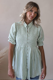 Sage Gingham Blouse