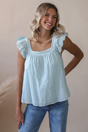 Powder Blue Eyelet Blouse