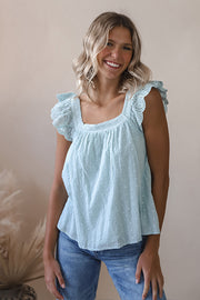 Powder Blue Eyelet Blouse