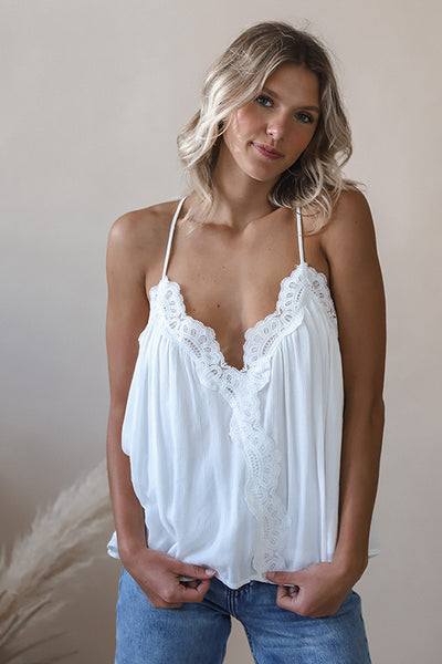 Layla Ivory Lace Tank