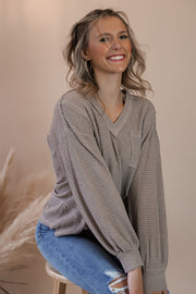 Bailey Mocha Waffle Knit Blouse