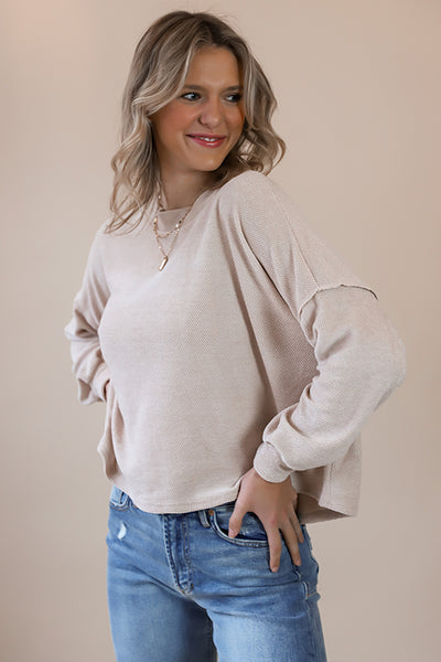 Kenny Taupe Balloon Sleeve Blouse