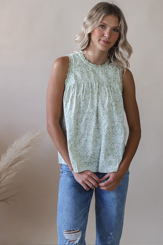 Green Tea Floral Tank