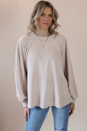 Georgia Taupe Balloon Sleeve Blouse