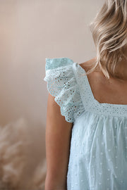 Powder Blue Eyelet Blouse