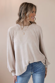 Georgia Taupe Balloon Sleeve Blouse